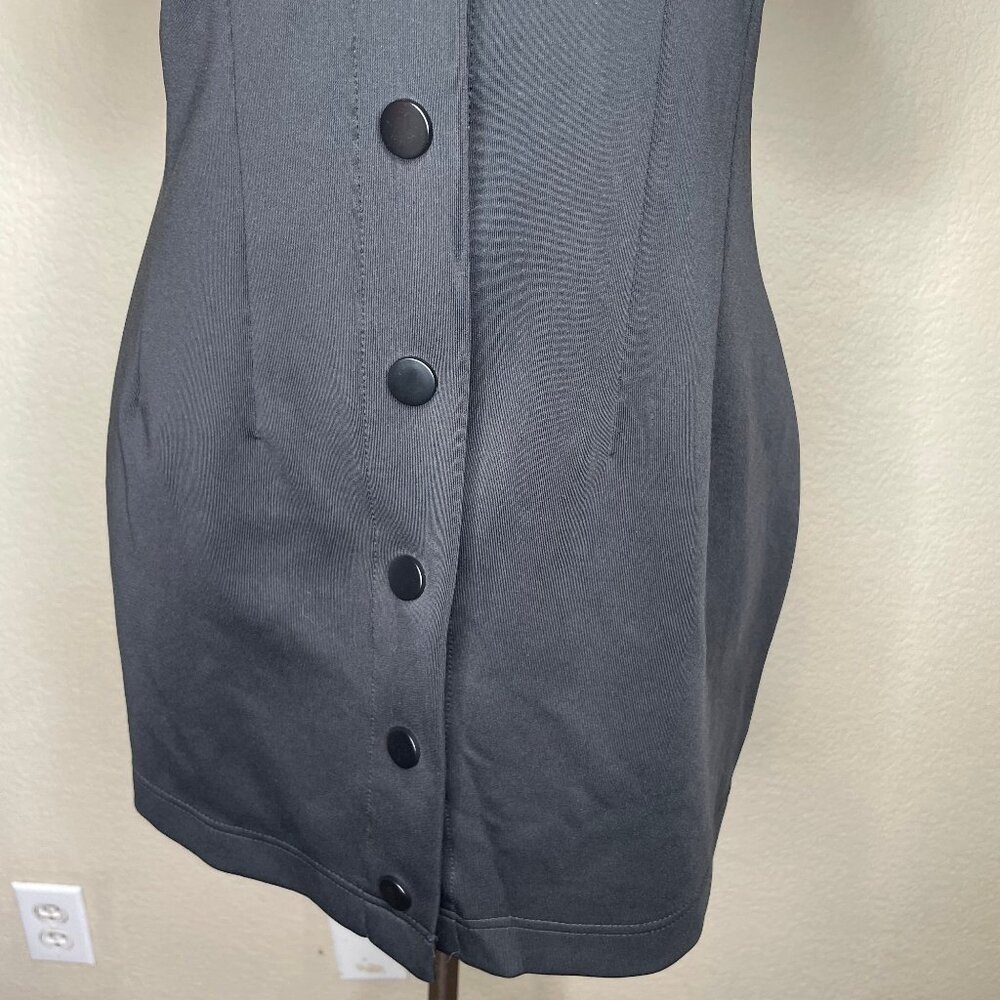 Fancy Dream Mixed Media Denim Hybrid Mini Dress Black Button Front Y2K Grunge M - Picture 6 of 11